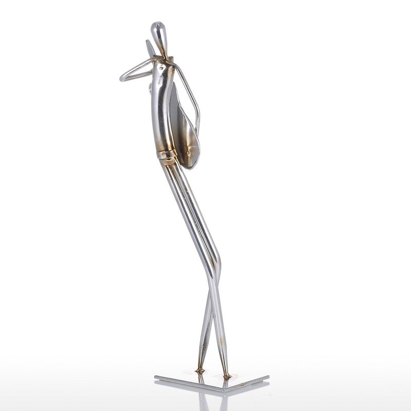 توراتس منحوتة من المعدن على شكل عازف جيتار كهربائي فضي - Image 5