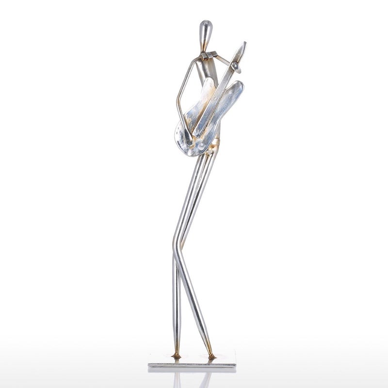 توراتس منحوتة من المعدن على شكل عازف جيتار كهربائي فضي - Image 3