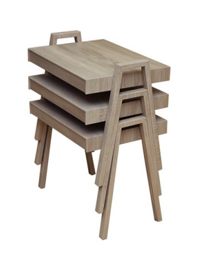 Pan Home 3-Piece Buxton Nesting Table Set Oak - Natural 51 x 35 x 45cm - Image 2