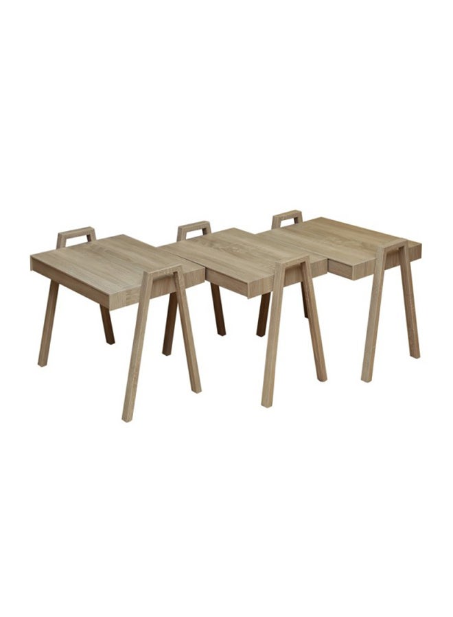 Pan Home 3-Piece Buxton Nesting Table Set Oak - Natural 51 x 35 x 45cm - Image 3