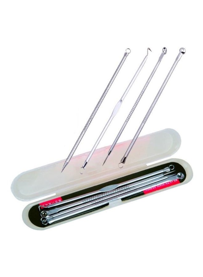 Generic 4-Piece  Blackheads And Acne Remover Pins Set Silver 