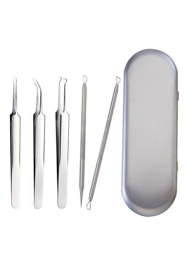 5-Piece Blackheads And Acne Remover Pins Silver - Image 1