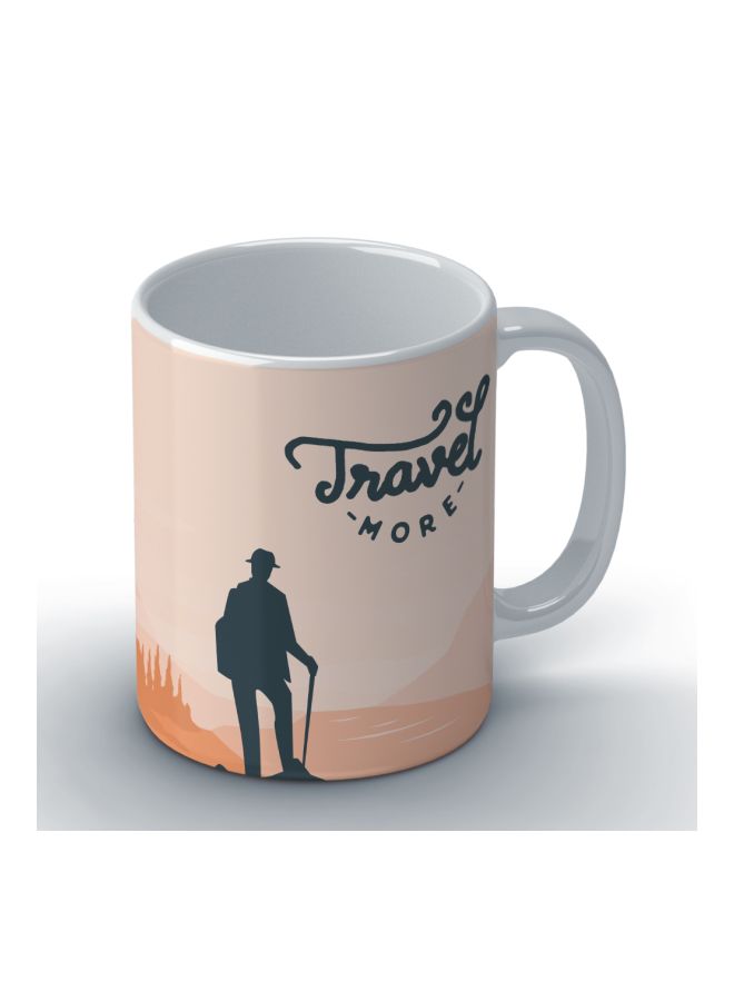 Wackylicious Travel More Printed Coffee Mug White/Beige/Black 8.2x9.5cm - Image 2