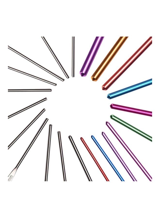 22-Piece Ergonomic Stainless Steel Yarn Knitting Needles Multicolour - Image 2