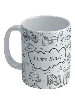 Wackylicious I Love Travel Printed Coffee Mug White/Black 8.2x9.5cm  - Image 1