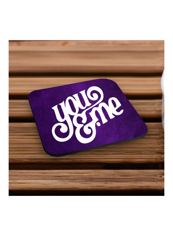 Wackylicious You And Me Printed Wooden Coaster Purple/White 10x10cm - Image 2