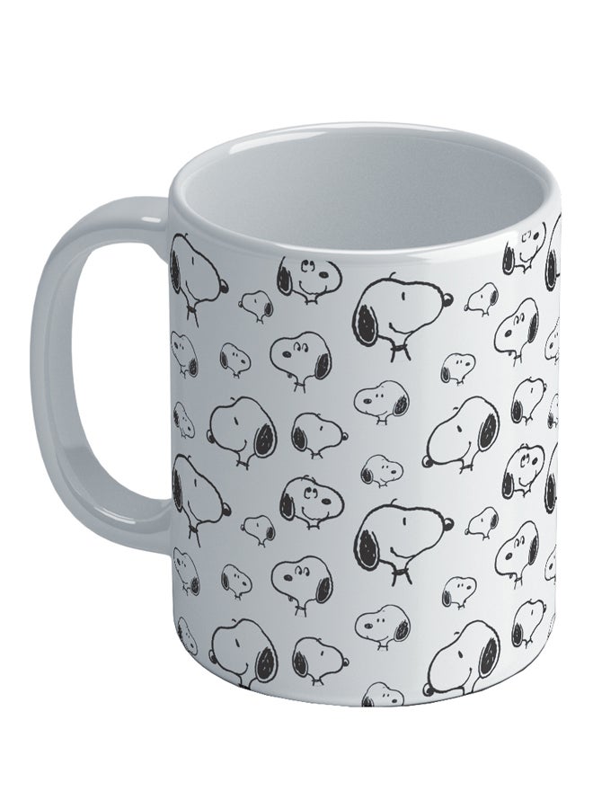 Wackylicious Peanuts Snoopy Printed Coffee Mug White/Black 8.2x9.5cm - Image 1