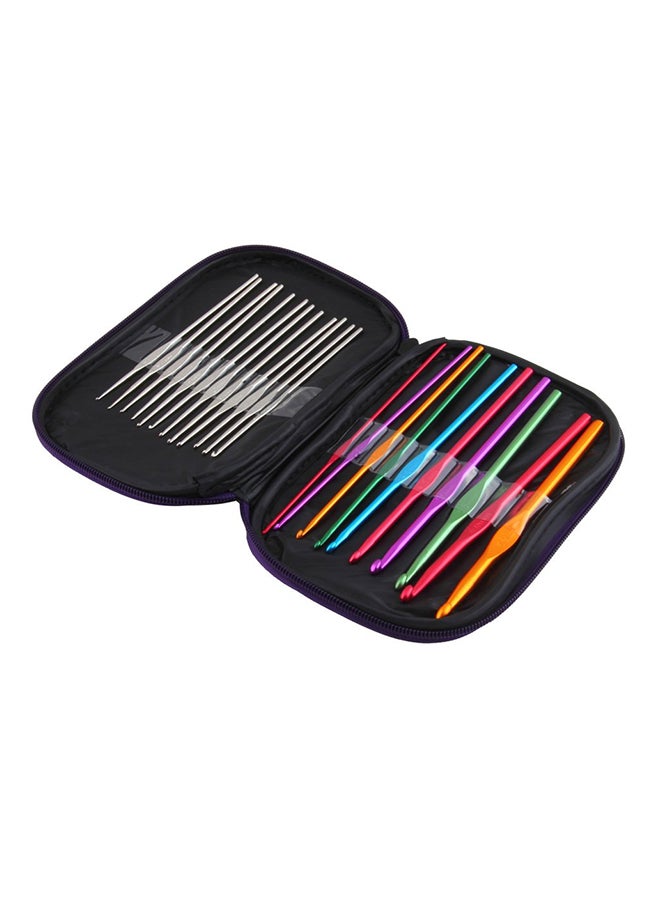 Generic 22-Piece Aluminum Crochet Hook Knitting Needle Set Multicolour  - Image 1