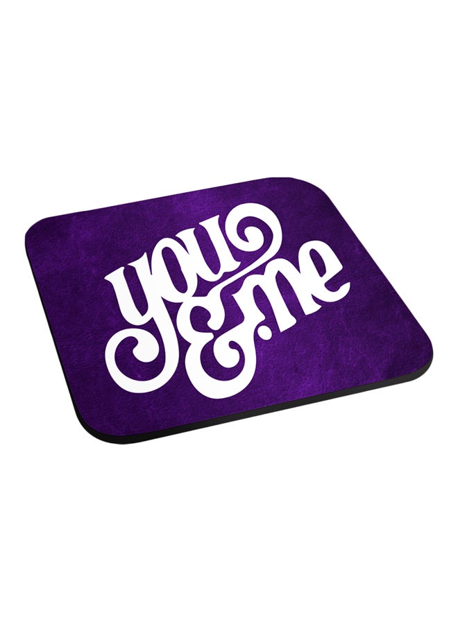 Wackylicious You And Me Printed Wooden Coaster Purple/White 10x10cm - Image 1