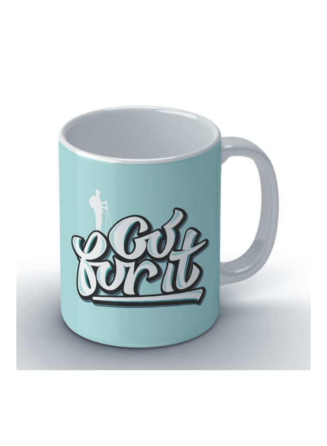 Wackylicious Go For It Printed Coffee Mug Blue/White/Black 8.2x9.5cm - Image 2