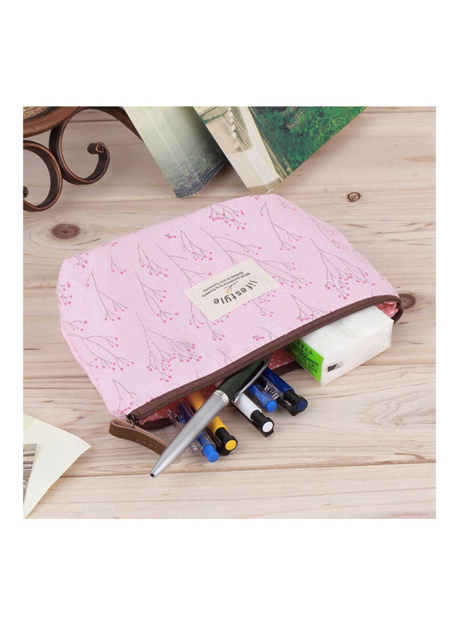 Generic Flower Printed Cosmetic Storage Box Pink - Image 2