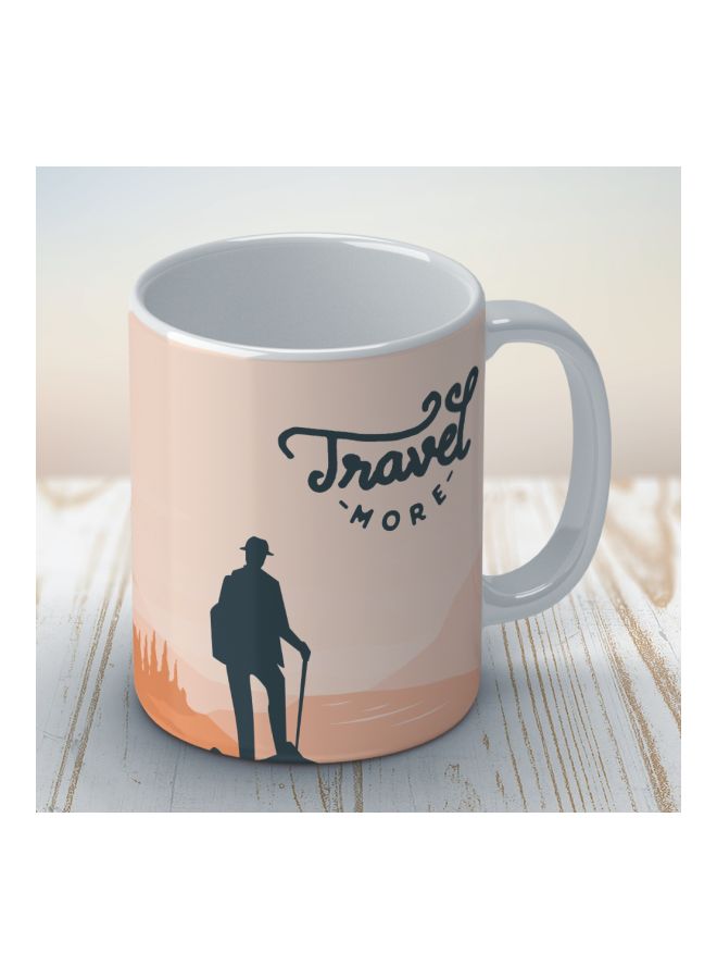 Wackylicious Travel More Printed Coffee Mug White/Beige/Black 8.2x9.5cm - Image 3