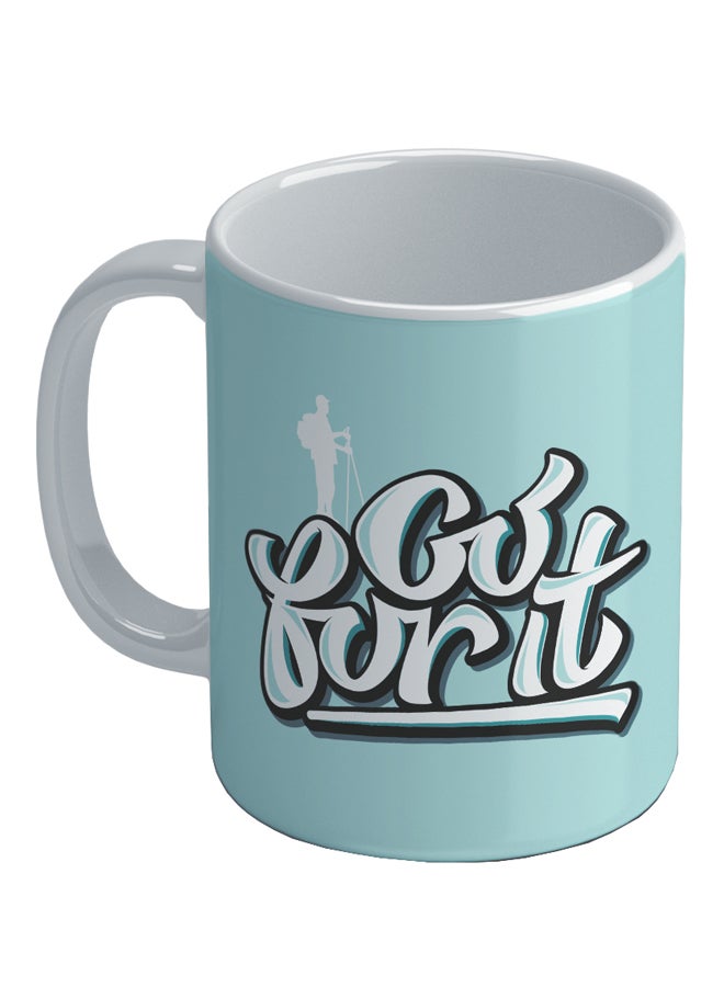 Wackylicious Go For It Printed Coffee Mug Blue/White/Black 8.2x9.5cm - Image 1