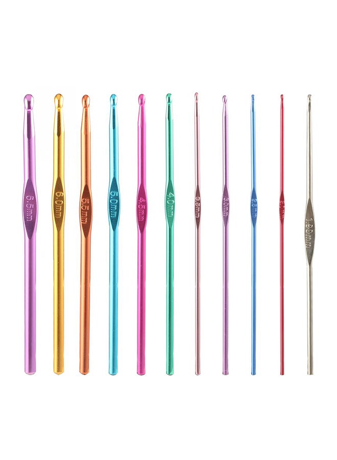 Generic 22-Piece Aluminum Crochet Hook Knitting Needle Set Multicolour  - Image 2