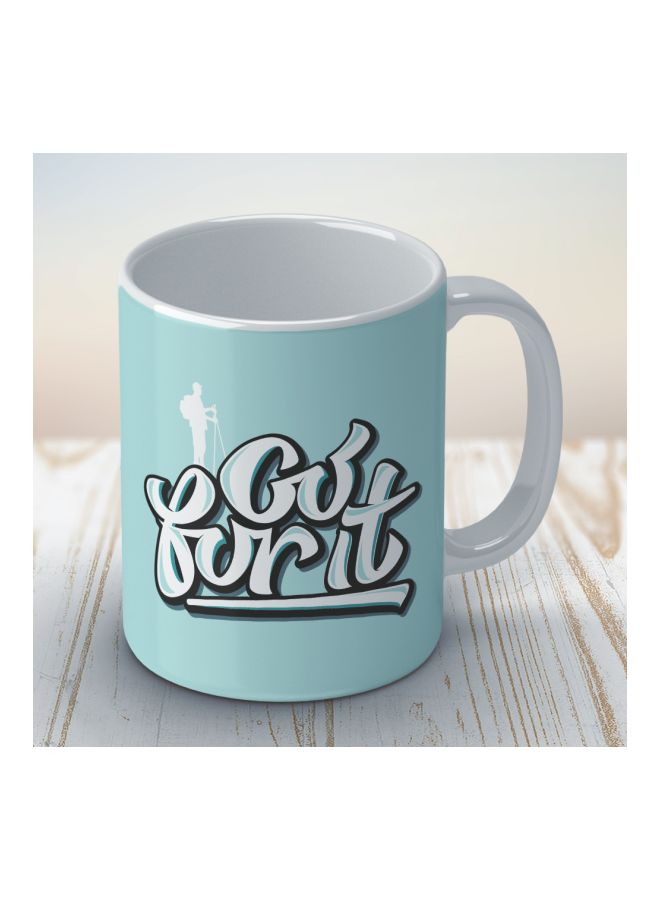 Wackylicious Go For It Printed Coffee Mug Blue/White/Black 8.2x9.5cm - Image 3