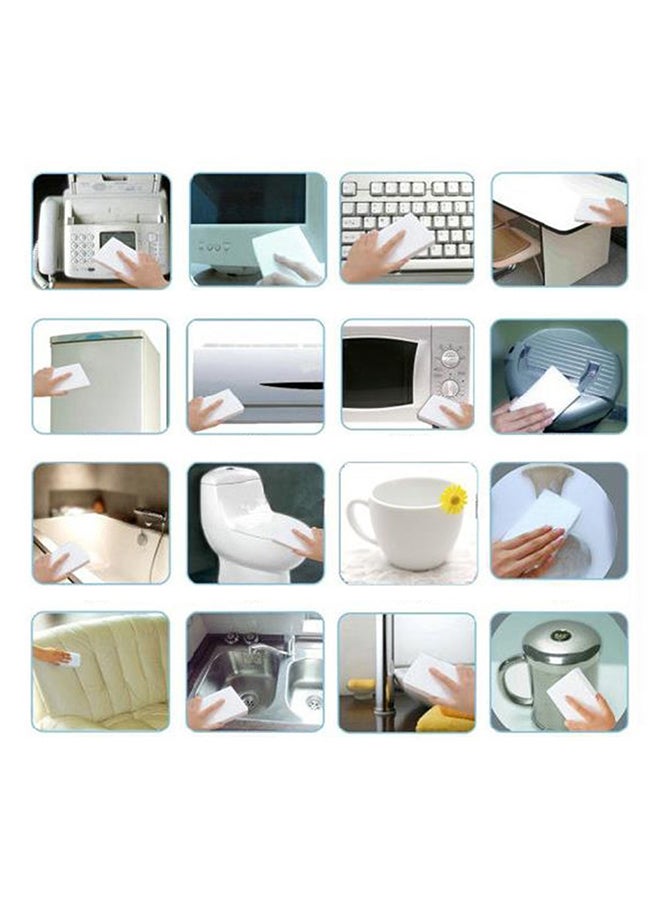100-Piece Universal Multi Functional Magic Sponge White - Image 3