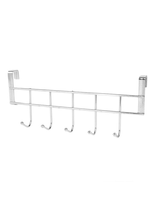 5 Hooks Clothes Hanger Silver 245x100x20mm  - Image 1
