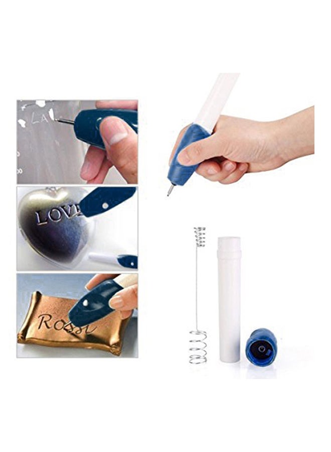 Electric Engraver Automatic Mini Engraving Pen Carving Tool Blue/White 17.5x3x3cm - Image 2