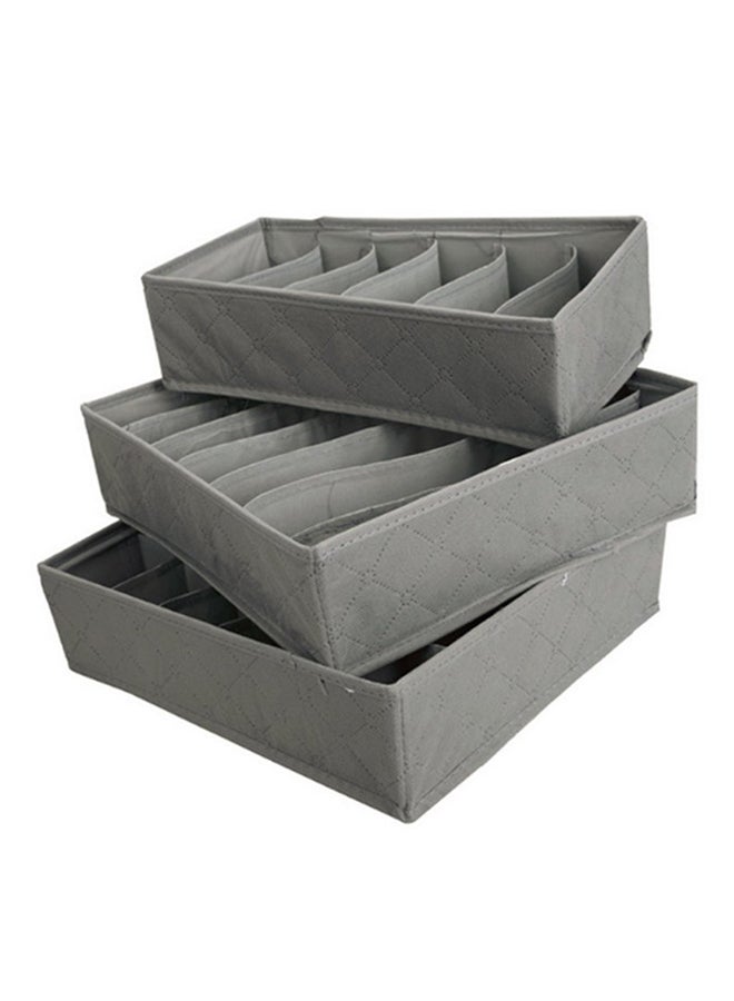 Generic - 3-Piece Multifunction Socks Storage Box Set Grey - Image 1