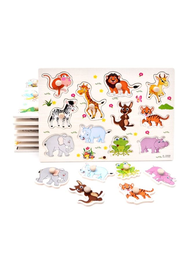 OCDAY - Cartoon Wooden Animals Jigsaw Puzzles Board - Image 1