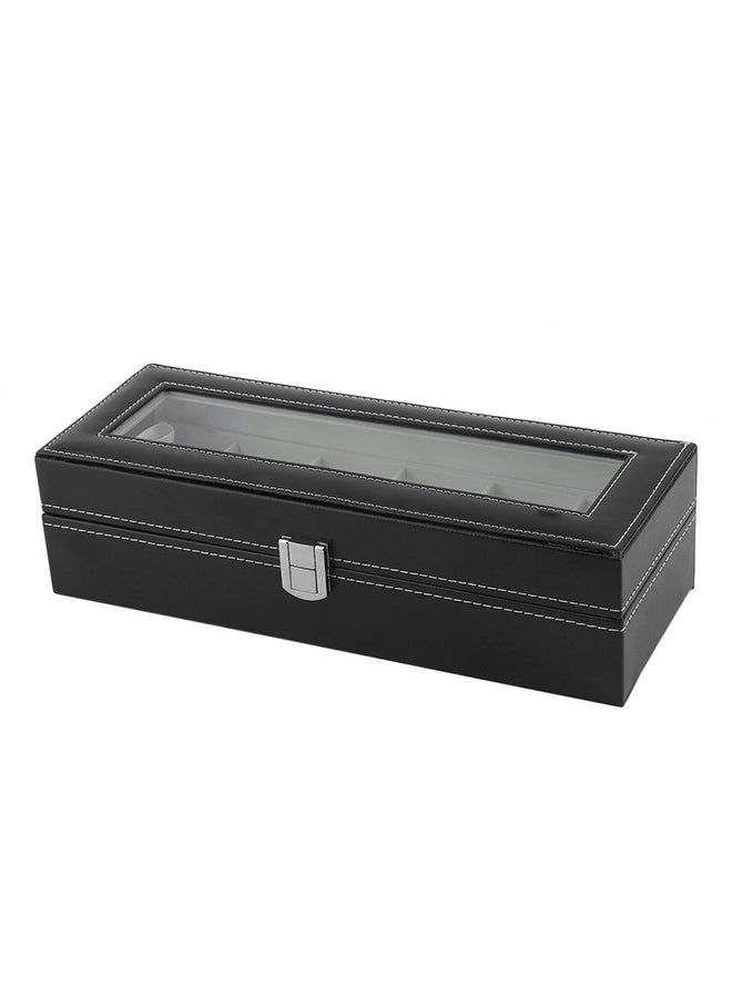6 Grid Casket Winder PU Leather Storage Watch Case - Image 1