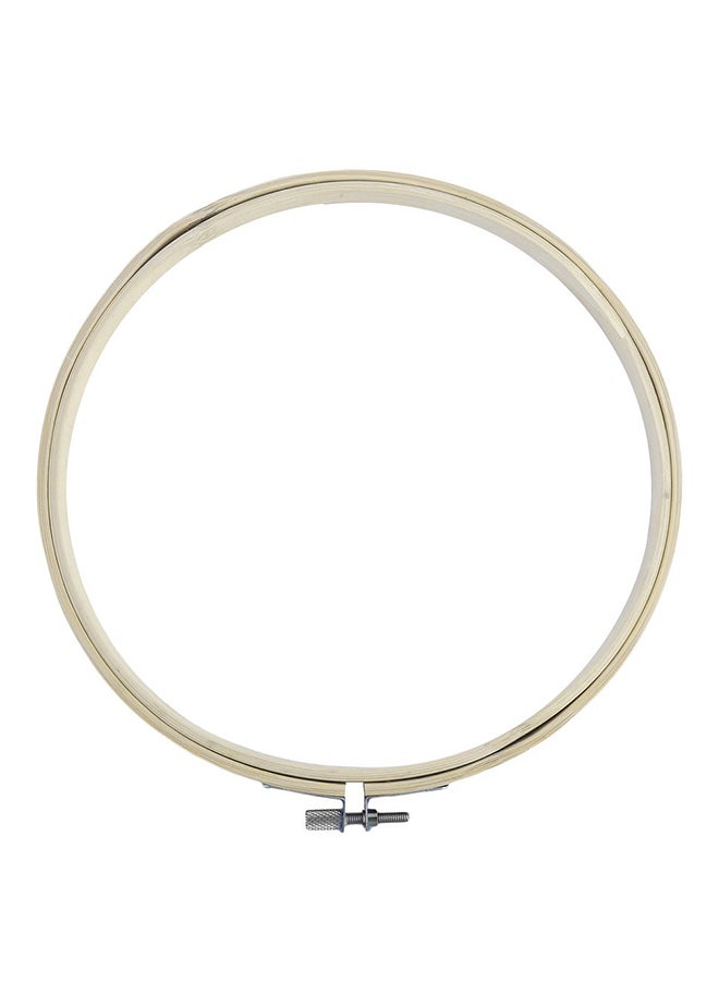 Round Handy Wooden Embroidery Hoop Ring Beige 13centimeter  - Image 1