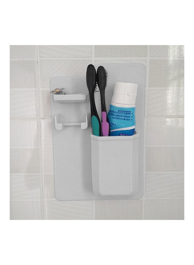 Generic Silicone Wall Toothbrush Holder White 21.5x14.5cm 