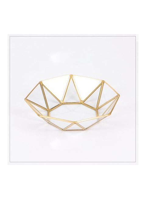 Brass Storage Tray Golden Polygon Glass Makeup Organizer Gold