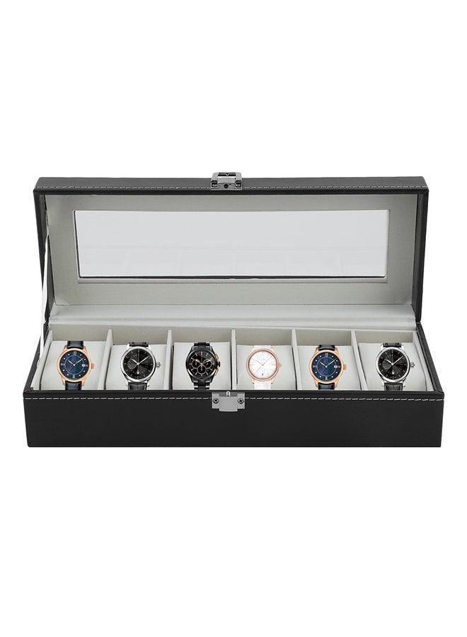 6 Grid Casket Winder PU Leather Storage Watch Case - Image 2