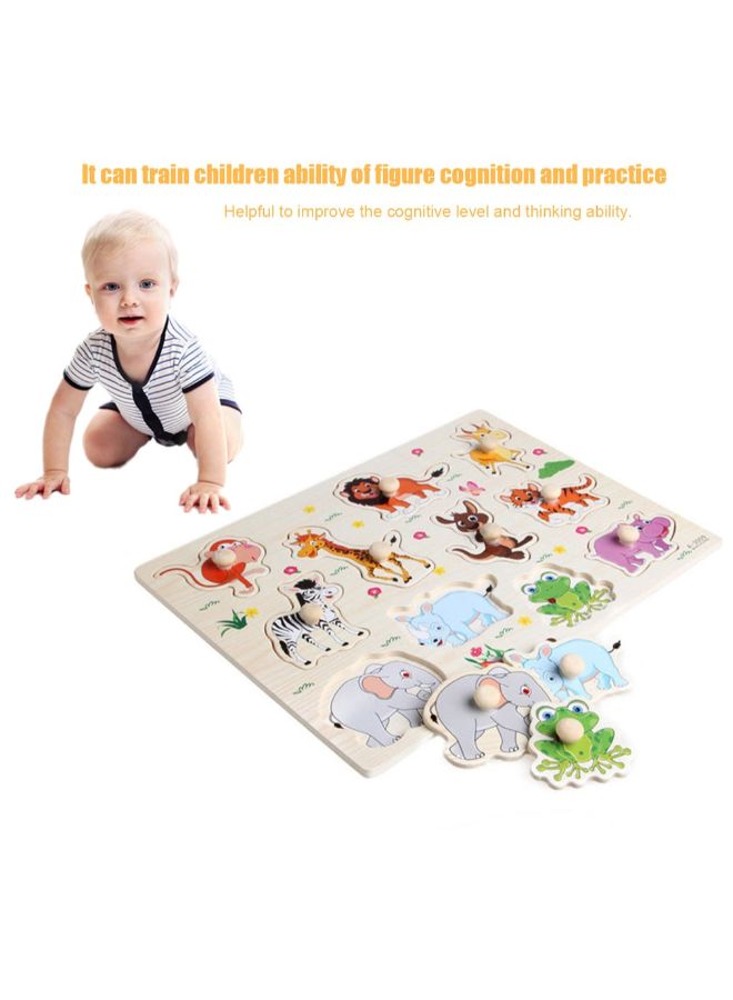 OCDAY - Cartoon Wooden Animals Jigsaw Puzzles Board - Image 1