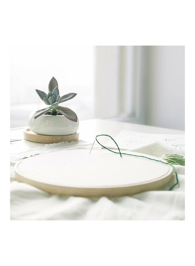 Round Handy Wooden Embroidery Hoop Ring Beige 13centimeter  - Image 2