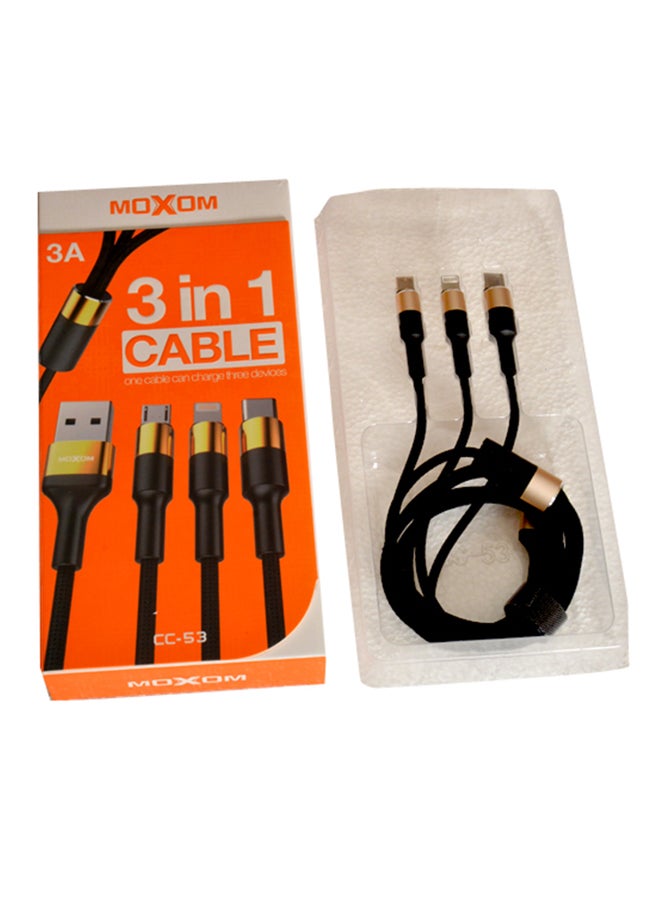 MOXOM 3 In 1 USB Charging Cable Black 