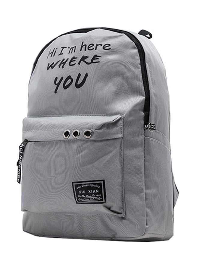 Fashion Street - Letter Print Backpack Grey - Image 1