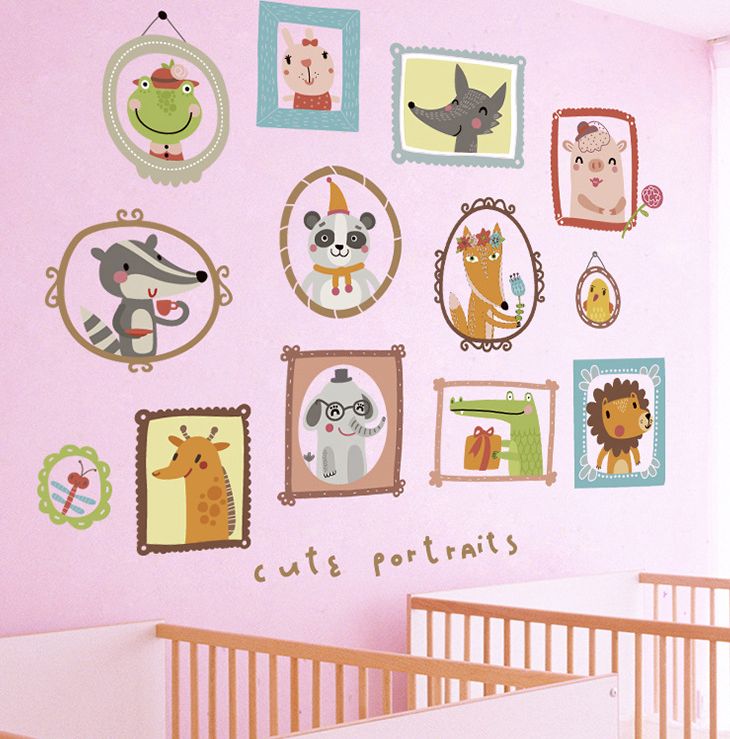 Cartoon Animal Picture Frame Wall Sticker Multicolour 60 x 90cm  - Image 3