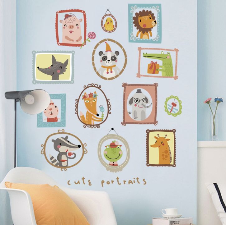 Cartoon Animal Picture Frame Wall Sticker Multicolour 60 x 90cm  - Image 4