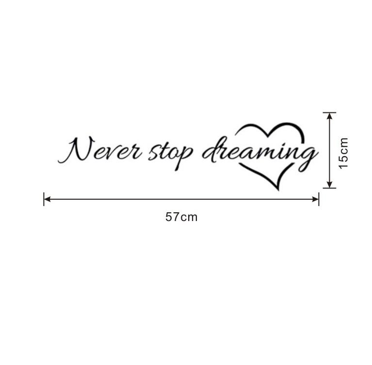 Never Stop Dreaming Wall Sticker Black 57 x 15cm - Image 3