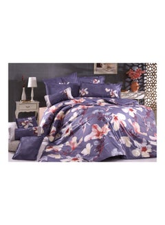 4-Piece Florist Duvet Cover Set Cotton Purple/Beige/Red King - v1556604741/N24559362A_1