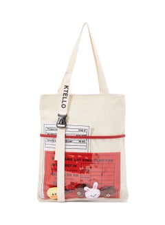Arcad PU Leather Shoulder Bag Beige/Red  - Image 1