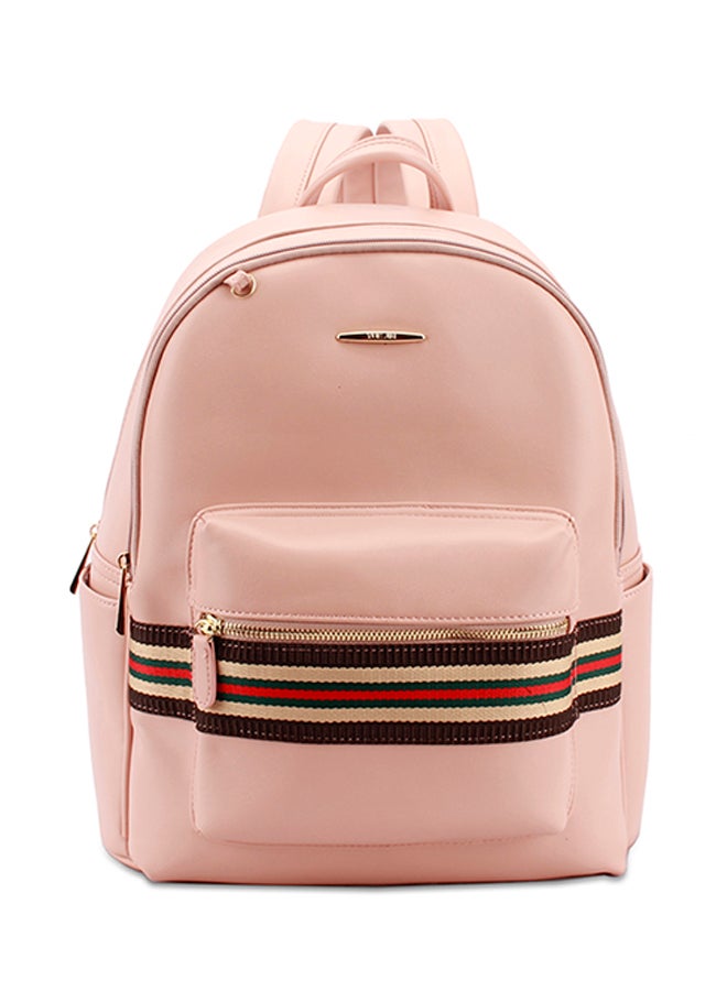 YUEJIN Faux Leather Fashion Backpack Pink - Image 1
