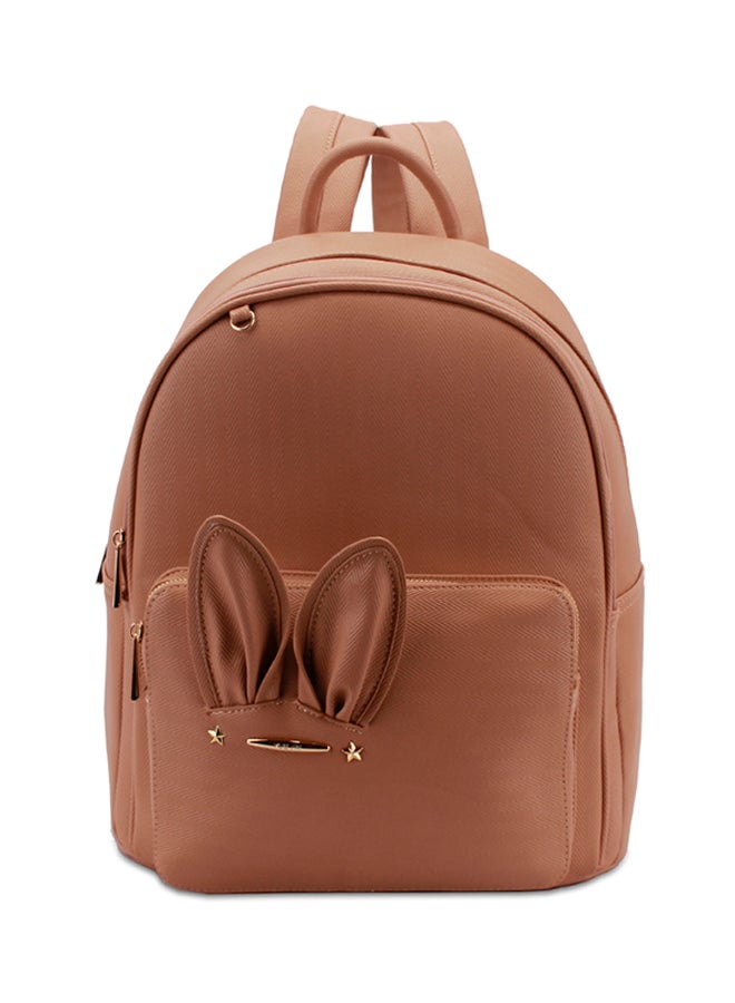 YUEJIN - Faux Leather Fashion Backpack Apricot - Image 1