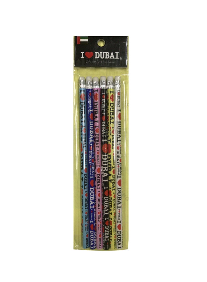 Al Jaber 6-Piece I Love Dubai Pencil Set Pink/Blue/Black