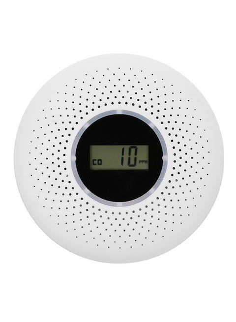 2-In-1 LCD Display Carbon Monoxide And Smoke Combo Detector White 0.174kg
