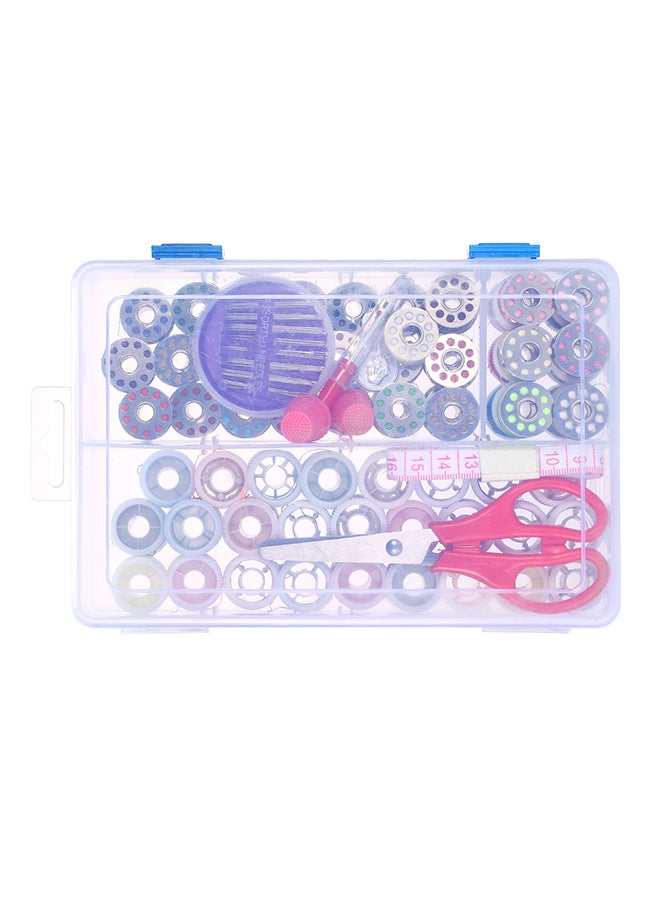 64-Piece Thread Spools Set With Scissors And Measurement Tape With Storage Box Multicolour 0.387kg 