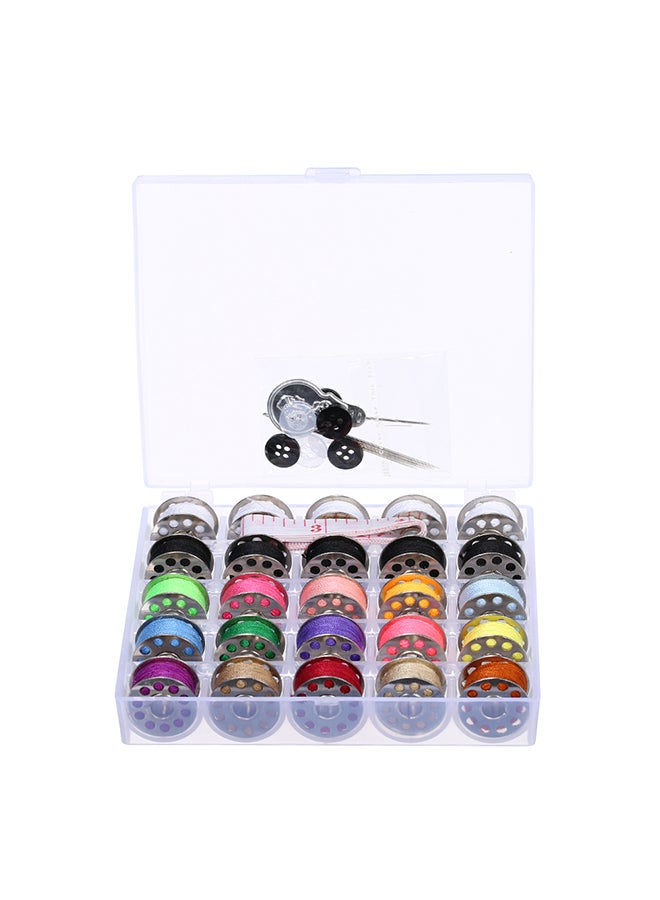 25-Piece Bobbins With Measurement Tape And Storage Box Multicolour 0.176kg