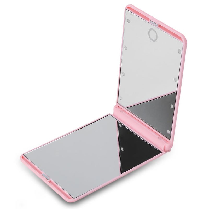 مرآة لوضع مستحضرات التجميل بشاشة تعمل باللمس و8 مصابيح LED وردي/شفاف - Image 2