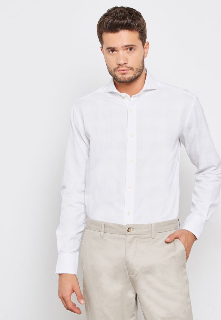 Checked Slim Fit Shirt White