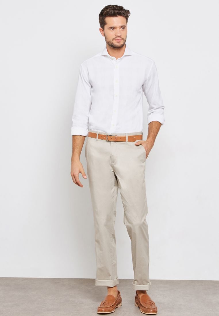 Checked Slim Fit Shirt White