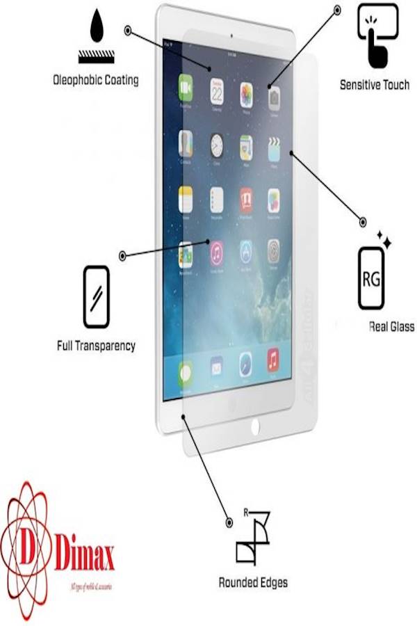 ديماكس لاصقة حماية للشاشة مصنوعة من الزجاج المقوى لجهاز آي باد آير 2 من أبل بشاشة مقاس 9.7 بوصات شفاف - Image 3