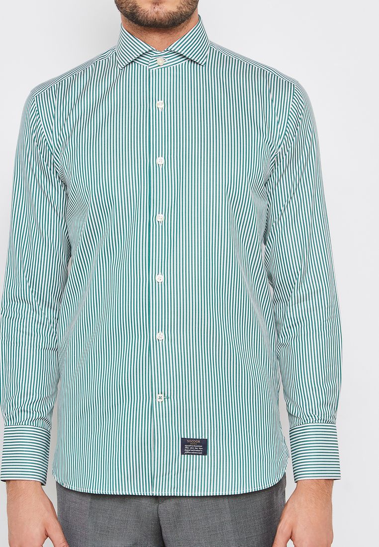 Sacoor Brothers - Striped Dublin Shirt Green - Image 1
