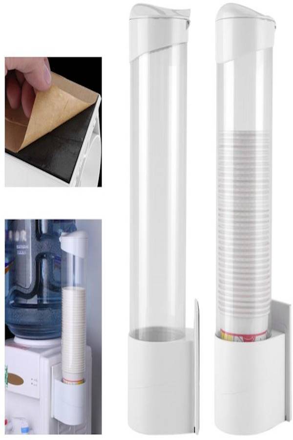 Generic Anti Dust Paper Cup Dispenser Plastic Cup Holder White/Clear 7.5centimeter  - Image 4